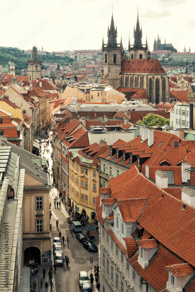 Top view of old town of Prague