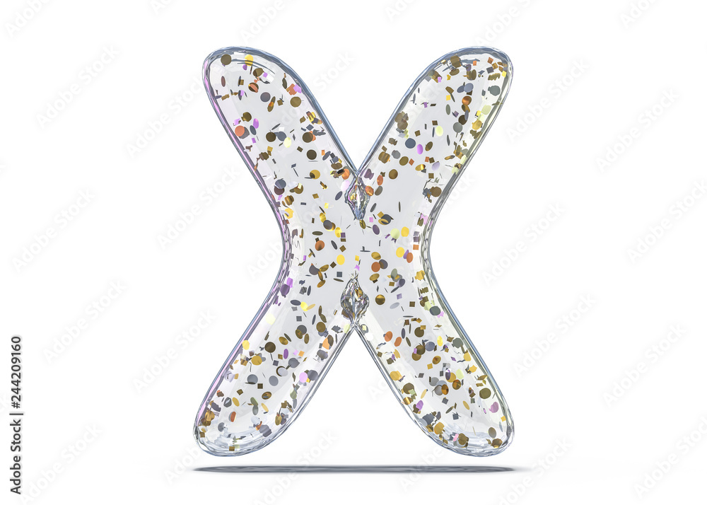 Letter X. Alphabet from transparent foil balloons. 3D Letter X. Alphabet from transparent foil balloons. 3D