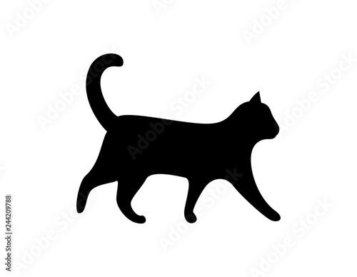 Black Cat Silhouette Vector Feline Animal Icon