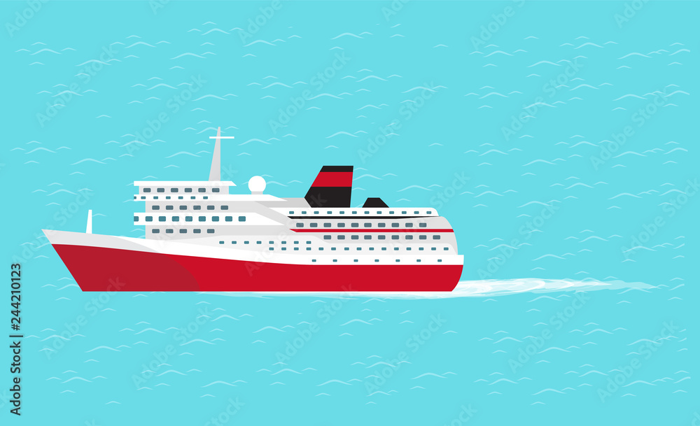Water Transport, Big Comfortable Liner Vector