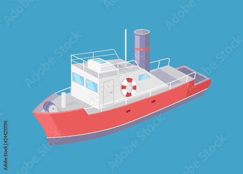 Steamboat Marine Transport Vessel Sailing in Sea