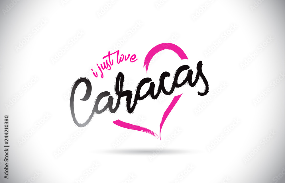 Caracas I Just Love Word Text with Handwritten Font and Pink Heart Shape. Caracas I Just Love Word Text with Handwritten Font and Pink Heart Shape.