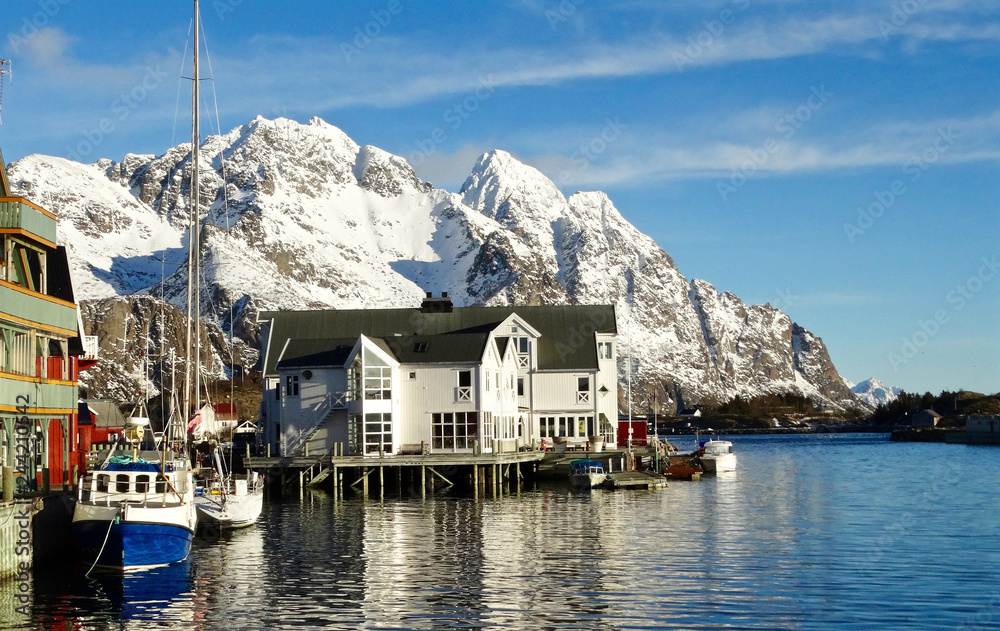 Norway; the harbor of Henningsvaer of the Lofoten