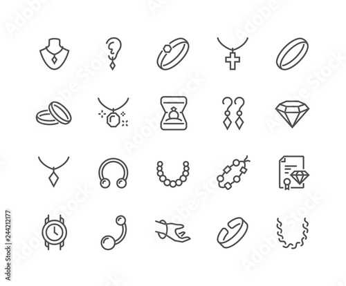 Fotografia Simple Set of Jewelry Related Vector Line Icons