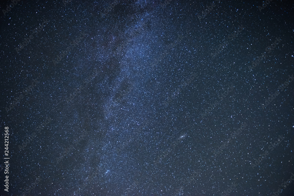 Blue colored. Milky way galaxy with stars and space dust in the universe. Photoed on the night sky