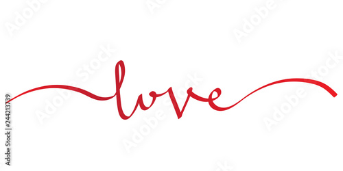 Love brush calligraphy banner on white, stock vector illustration