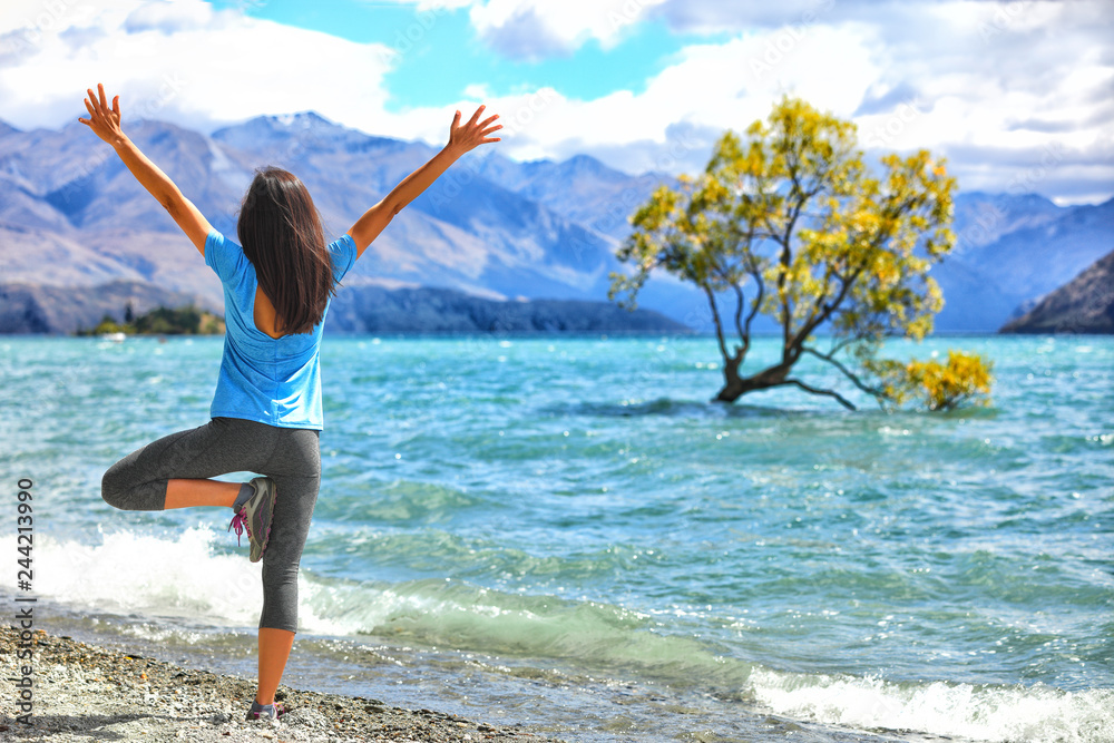 New Zealand yoga wellness woman meditating doing yoga meditation open