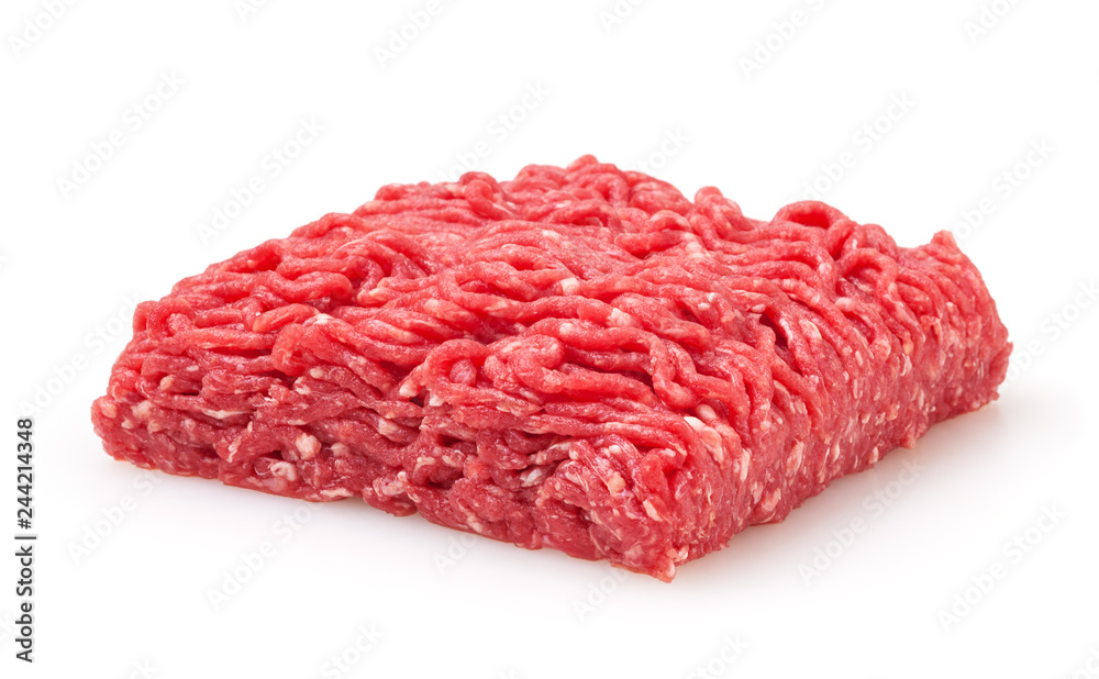 Fresh raw beef minced meat isolated on white background