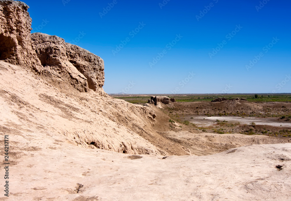 ancient fortress in Kyzylkum Desert..