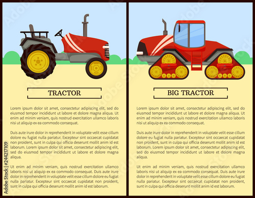 Tractor Agriculture Machines Vector Illustration
