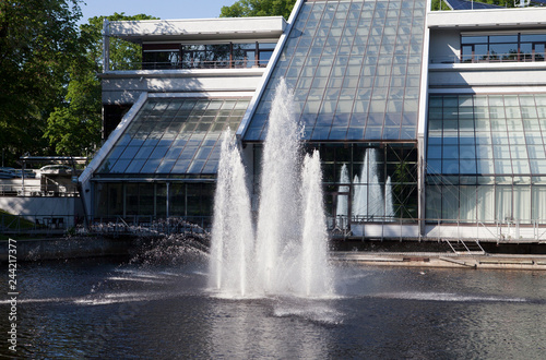 fountain in front of the building of Freeport of Riga Authority in the Kronvalda Park..