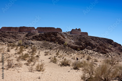 ruins of fortress ancient Khorezm  in the Kyzylkum desert in Uzbekistan..