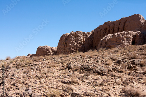 ruins of fortress ancient Khorezm  in the Kyzylkum desert in Uzbekistan..