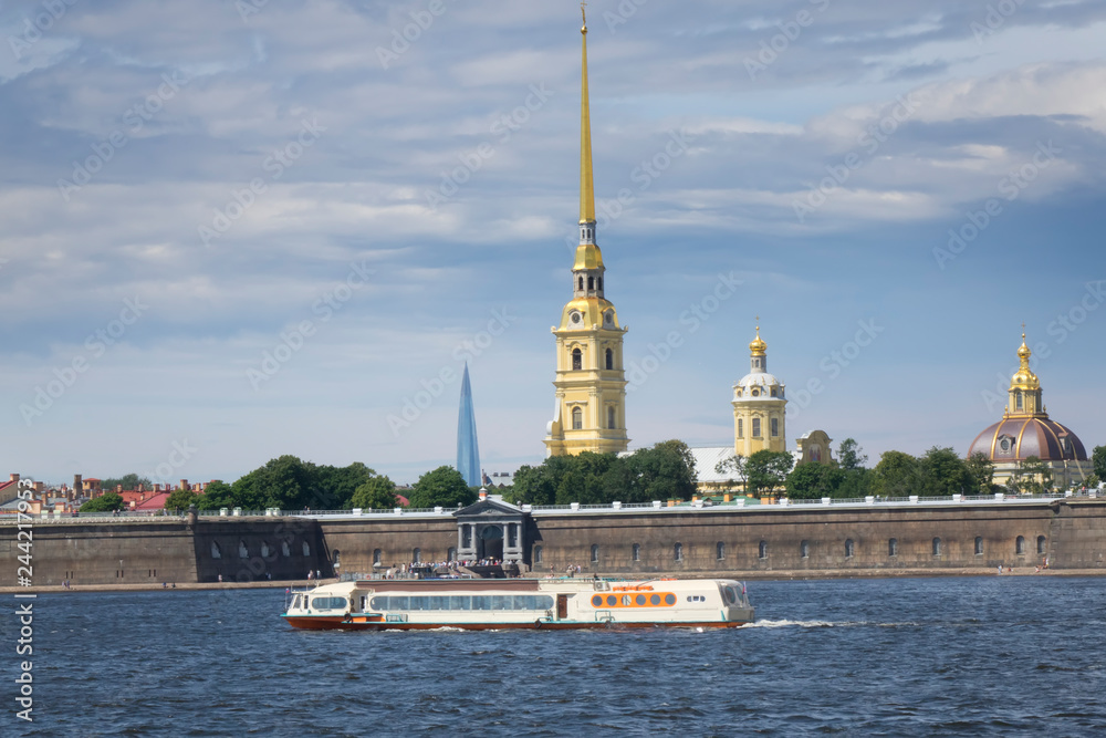 Kronverksky Strait and Peter and Paul Fortress, St. Petersburg, Russia