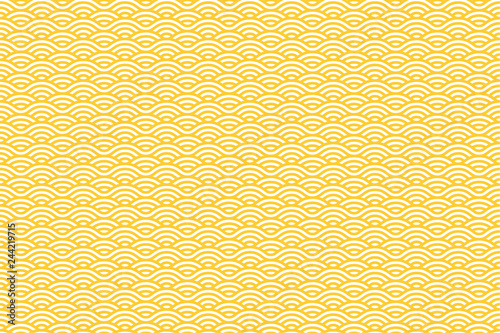 Vector Seamless Pattern with White and Yellow Stripes. Sea Waves Texture. Noodle and Pasta Abstract Background Concept