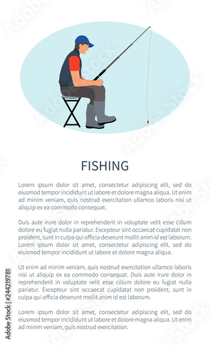 Fishing Leisure Activity Poster with Man on Chair