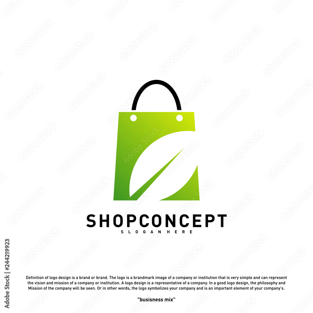 Nature Shop Logo Design Concept. Shopping center with Leaf Logo Vector. Shop and gifts symbol. Nature Shop Logo Design Concept. Shopping center with Leaf Logo Vector. Shop and gifts symbol.