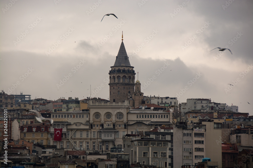 Galata tower in a cloudy day