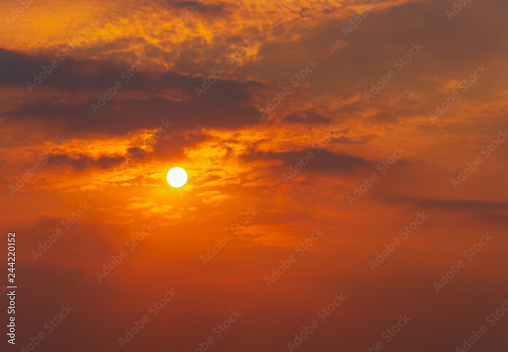 Sun and sky orange The natural beauty summer