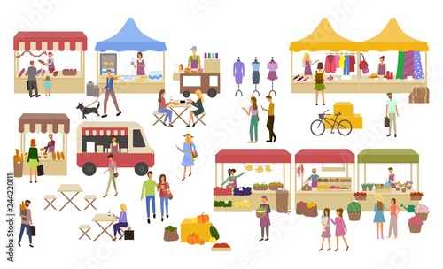 Valokuva Marketplace, Stalls of Sellers and Shopping People