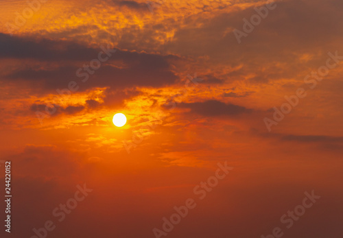 Fototapeta Naklejka Na Ścianę i Meble -  Sun and sky orange The natural beauty summer