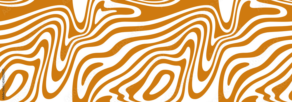 Vector Seamless Border with Flowing Salted Caramel. Creative Food Background for Packaging Design and Advertisement