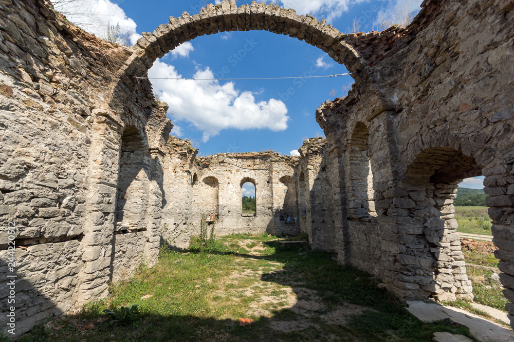 Abandoned Medieval Eastern Orthodox church of Saint John of Rila at the bottom of Zhrebchevo Reservoir, Sliven Region, Bulgaria