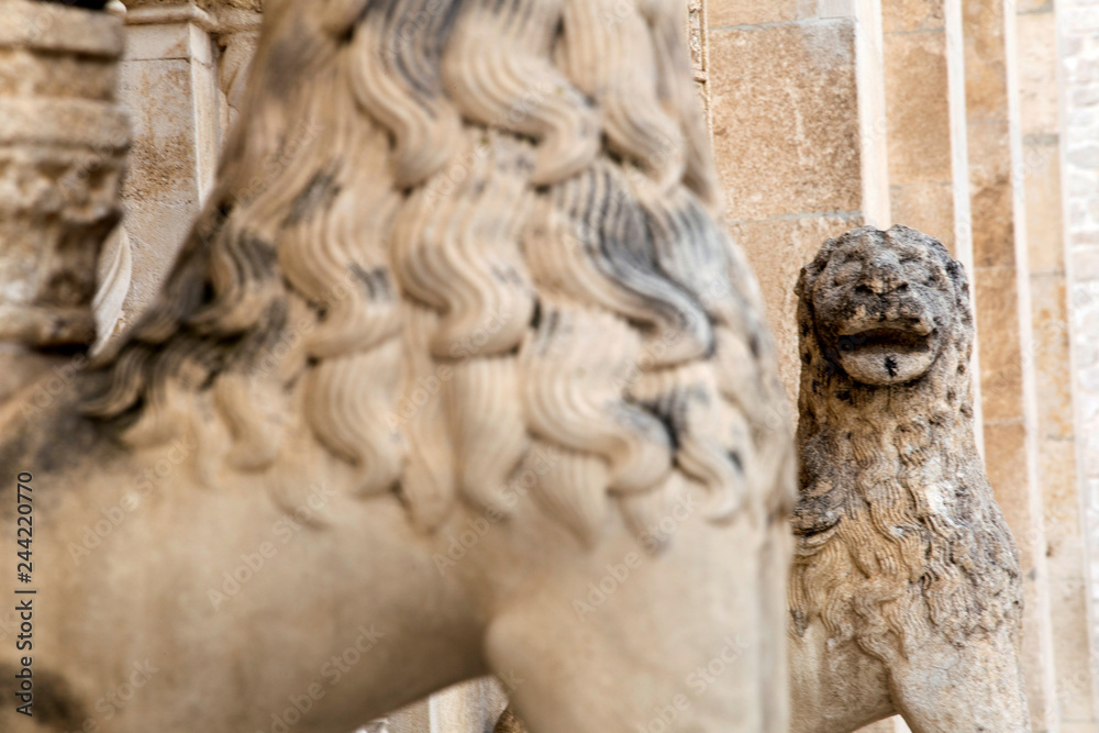 Lion statue on Sibenik cathedral in Croatia Lion statue on Sibenik cathedral in Croatia