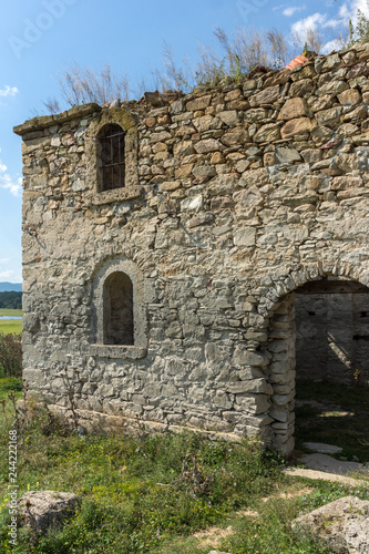 Abandoned Medieval Eastern Orthodox church of Saint John of Rila at the bottom of Zhrebchevo Reservoir  Sliven Region  Bulgaria