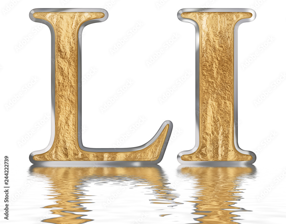 Numeral 51, fifty one, reflected on the water surface, isolated on white, 3d render Numeral 51, fifty one, reflected on the water surface, isolated on white, 3d render