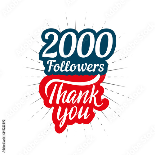 Thank you 2000 followers card for celebrating many followers in social network