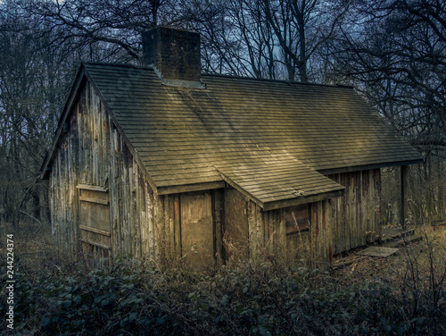 Spooky and creepy abandoned house in the woods