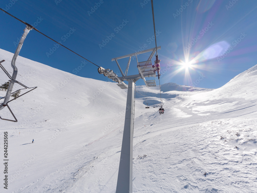Lift in ski resort in Kalavrita, Greece Lift in ski resort in Kalavrita, Greece