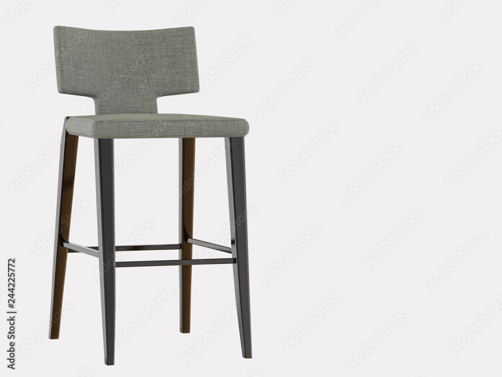 High bar stool on a white background 3d rendering