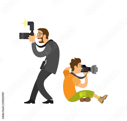 Freelancer Taking Photo from Both Sides Journalist