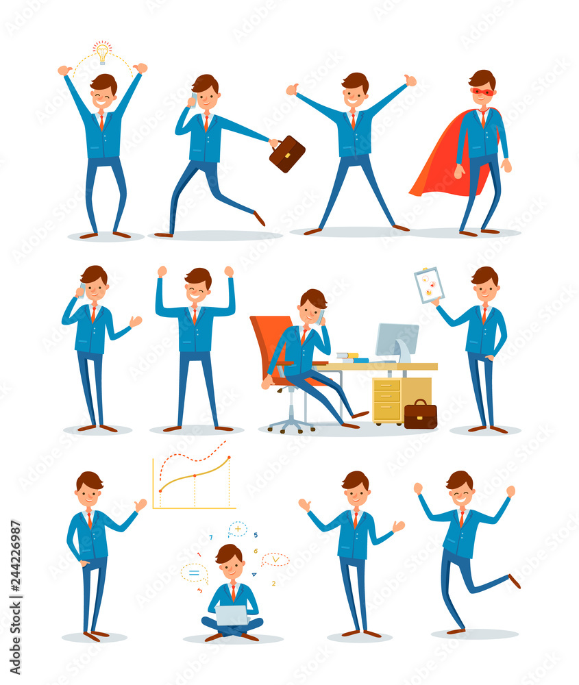Businessman Working in Office, Workplace of Man Businessman Working in Office, Workplace of Man