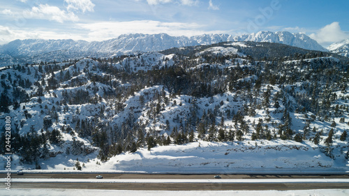 challenging mountain roads in winter season