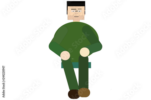 Hombre gordo de cabeza cuadrada.