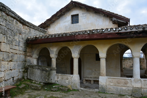 Old house in Chufut Kale in Crimea close-up