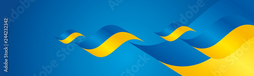 Ukraine Independence Day waving flags two fold red landscape background banner greeting card