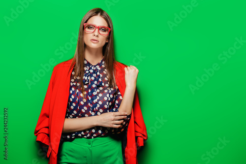 spectacled young woman