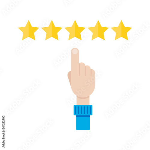 Nps concept. Man finger choosing someting. Vector illustration in flat style.