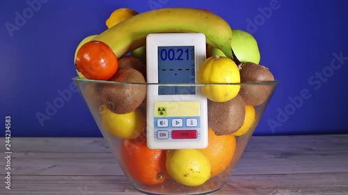 Banana radioactive fruit normal radiation fruits geiger counter measuring radioactivity background level food measurement photo