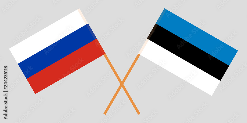 Estonia and Russia. The Estonian and Russian flags. Official proportion. Correct colors. Vector