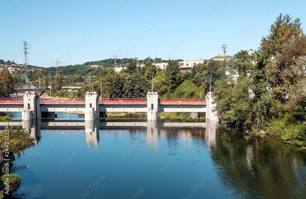Bridge over the river Sella in Asturias north of Spain on a sunny day.