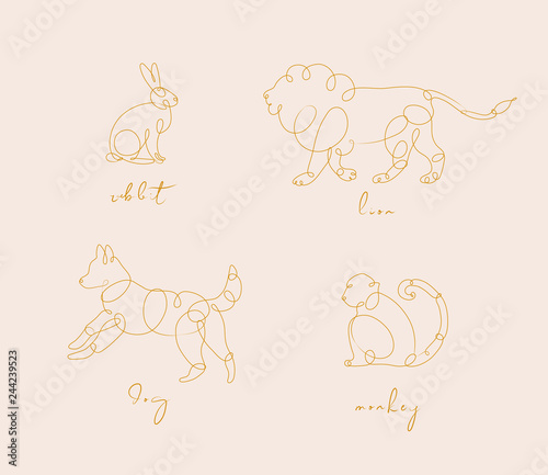 Animal pen line rabbit beige