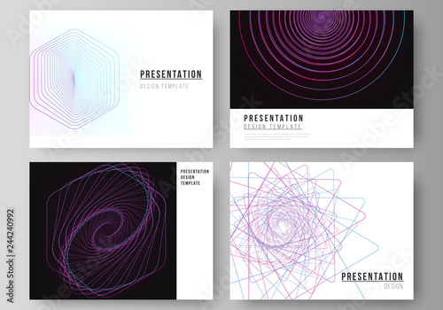 Vector illustration of the editable layout of the presentation slides design business templates. Random chaotic lines that creat real shapes. Chaos pattern, abstract texture. Order vs chaos concept.