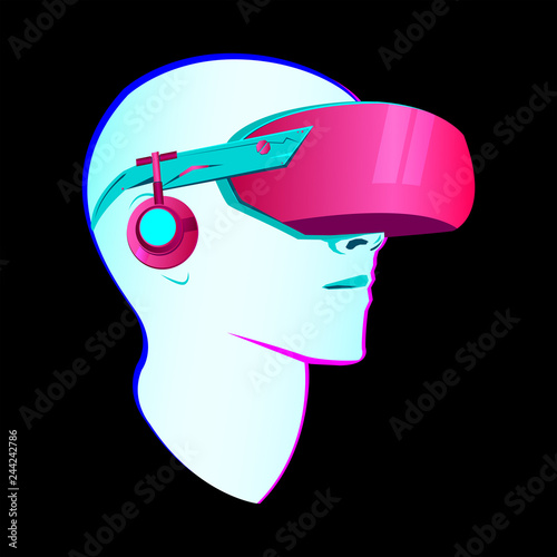 Virtual reality headset vector modern illustration, VR goggles