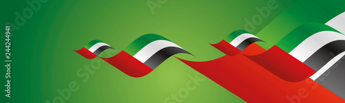 UAE National Day waving flags two fold red landscape background banner greeting card 