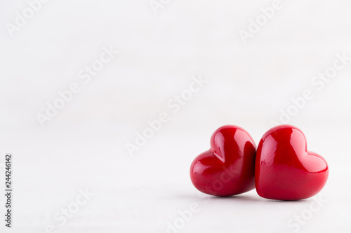 Red heart bokeh background  valentine day greeting card.